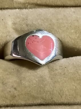 Sterling Silver Pink Enamel Heart Toe Ring Size 2 Signed 825 KJ©